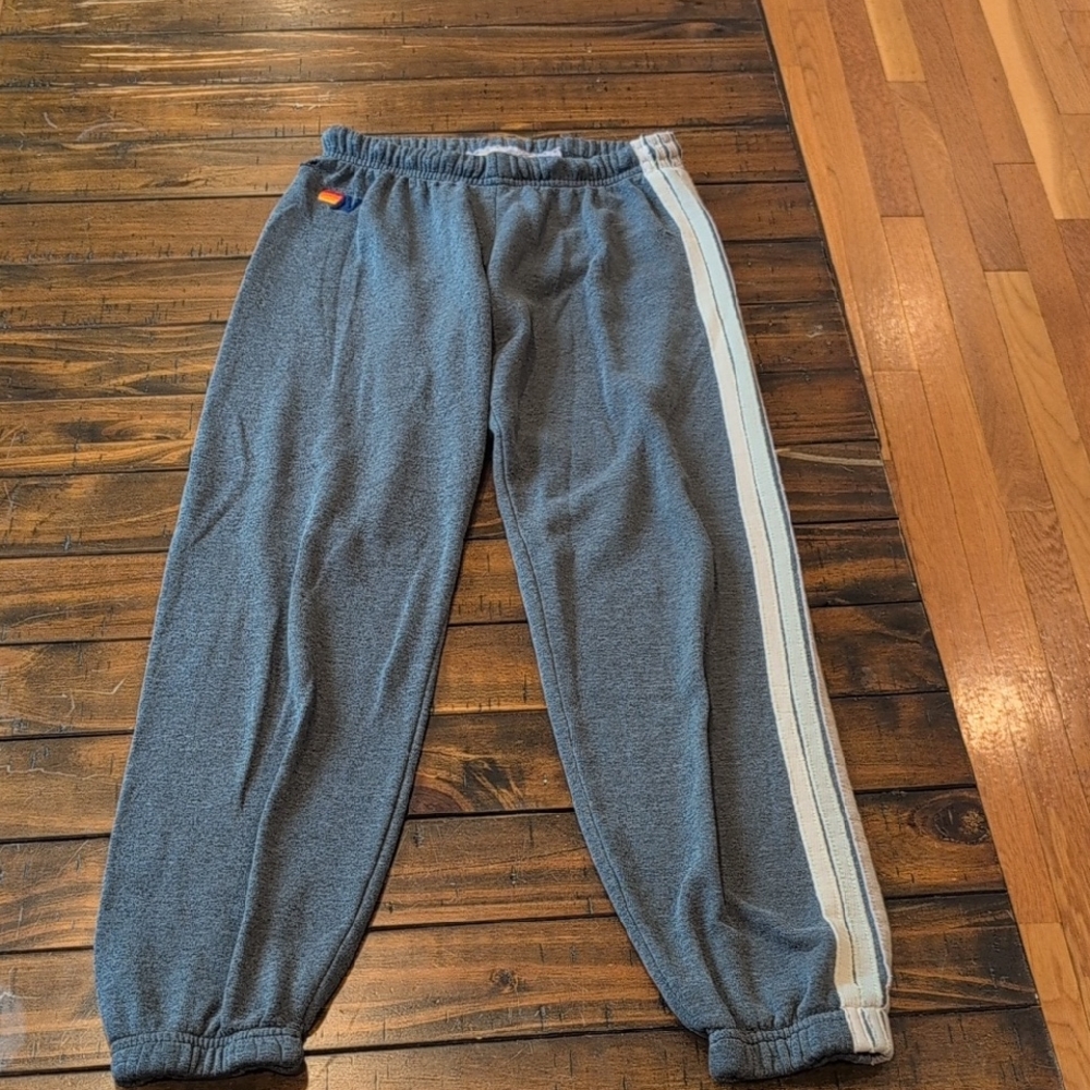Aviator Nation Gray Track Pants with White Stripe